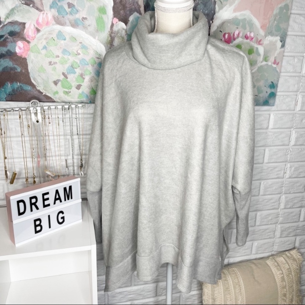 Pink Lily NEW Grey Soft Dolman Turtleneck Sweater